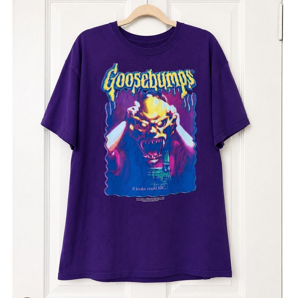 Goosebumps “If Looks Could Kill” Graphic T-Shirt Purple XL 100% Cotton Horror